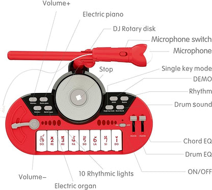 Girls DJ Mixer Piano Toys - Piano for Baby 1 2 3 Years Old 8 Keys Keyboard Learning Musical Instruments for Toddlers 1-3 Birthday Gifts Toy Piano with Microphone