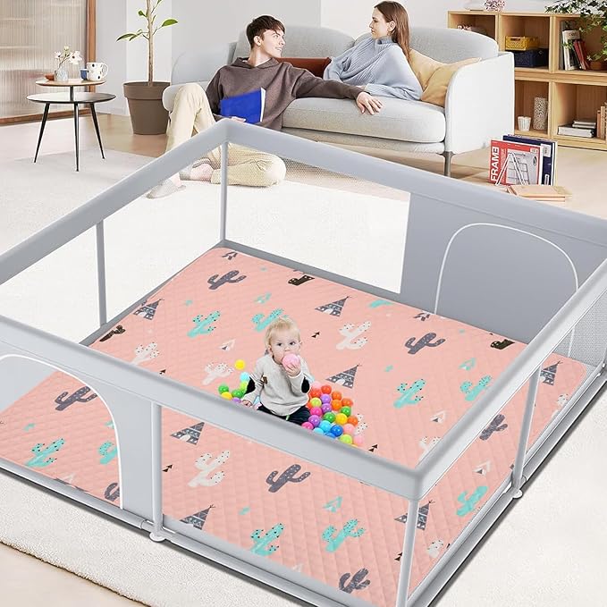 50x50 Play Mat for Playpen Foldable Baby Play Mat Large Tummy Time Mat, Non Slip Washable Baby Play Mats for Floor, Portable Travel Baby Crawling Mats for Toddlers and Infants