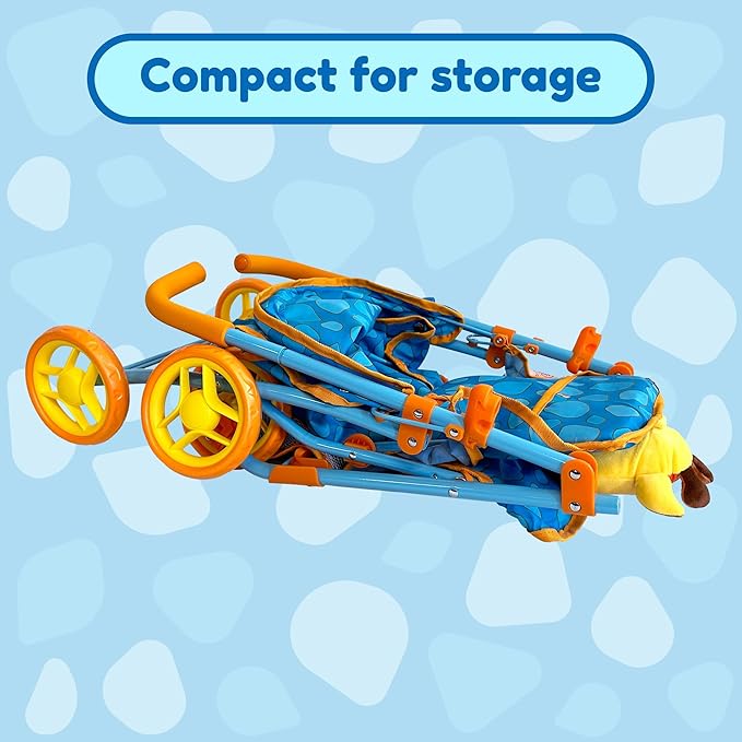 Baby Doll Stroller for Toddlers 3-10, Pillow Animal Toy Baby Stoller for Dolls, Blue Folding Baby Toy Stroller for Dolls, Foldable Stroller for Girls, for Bigger Kids (Giraffe)