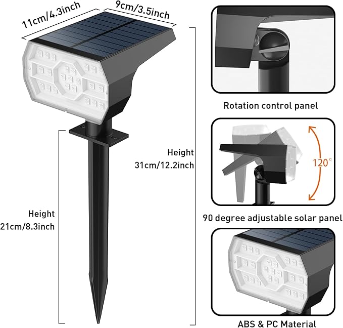 NYMPHY Solar Color Changing Lights, 7 Lighting Modes Solar Lights Outdoor Waterproof IP68, Multicolor RGB Outdoor Lights for Garden Yard Landscape Decorations- 4 Pack