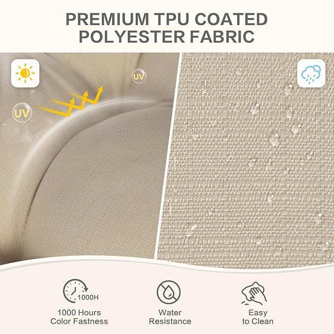 Aoodor 19" x 19" x 5" Tufted Outdoor Chair Cushions, Water Resistant & Fade Resistant Polyester Dining Chair Pads with 2 Straps for Patio Furniture, Set of 2