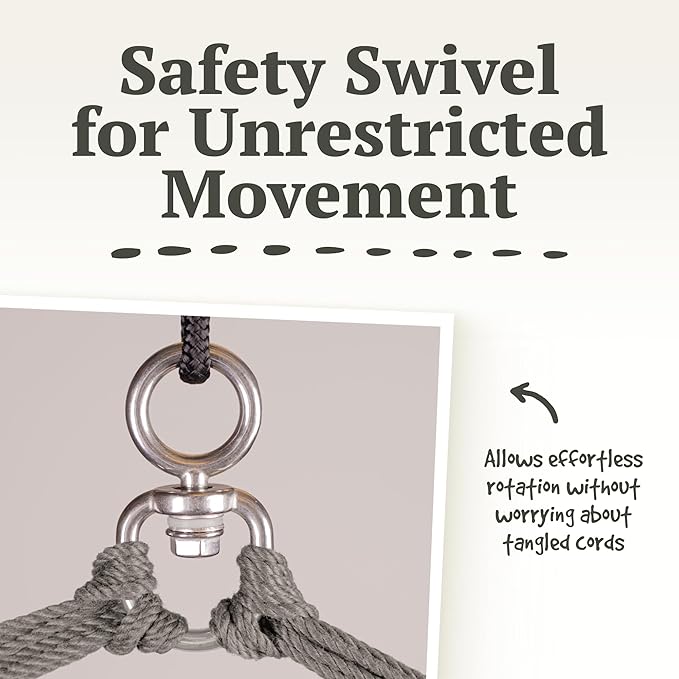 LA SIESTA® - Medium Basic Domingo Hammock Swing Chair & CasaMount - Weather & Tear Resistant Hanging Chair - Outdoor Indoor Hammock Chair w/Suspension Kit for Walls Ceilings Square Beams - Sea Salt