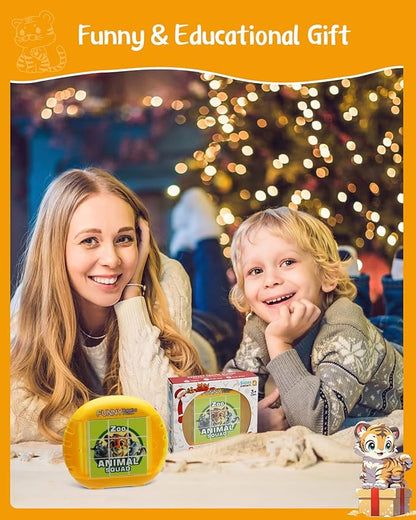 Rotating 3D Puzzle for Kids 3 4 5 6 7 Year Old, 4 Puzzles in 1, Handheld Game Fidget Toys for Travel, Cars & Plane, Fine Motor Skills Developing (Zoo Animal Squad)