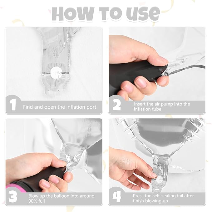 Giant 4D Foil Balloons, 6Pcs Large Metallic White Round Balloons, 22 Inch Big Round Foil Balloon for White Birthday Party Baby Shower Wedding Decorations