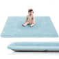 Baby Play Mat for Floor,1.3" Thick Elasti-Foam 50"×50" Playpen Mat for Tummy Time,Water Repellent Soft Coral Velvet for Toddler,Infant,Kids,Non-Slip Backing Safe for Crawling(Light Blue)