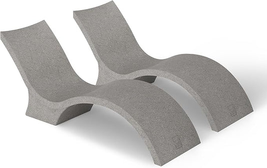 Ledge Lounger - Signature Chaise Deep - Inside Pool & Sun Shelf Lounge Chair - Designed for Deep Shelves 10”-15” - Compatible with All Pool Types - Poolside & Sun Deck Tanning - Set of 2 - Sandstone