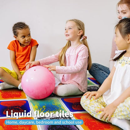 Art3d Baby Sensory Water Mats for Autistic Children (11.8"x11.8" Square, 4 Tiles, Blue-Red,Blue-Yellow,Orange-Red,Purple-Black)