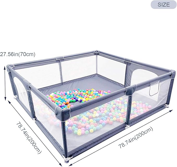 Gaorui Large Kids Baby Ball Pit - Portable Indoor Outdoor Baby Playpen Toddlers Children Safety Play Yard Fun Activities Popular Toys (Not Includes Balls)