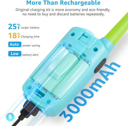 Kids Walkie Talkies 3 Pack NOAA Walkie-Talkies for Adults Rechargeable Long Range 2 Way Radios 4 Miles for Family Camping Hiking Skiing Cruise Ship, Toys for 3-12+ Year Old Girls Boys Toddlers