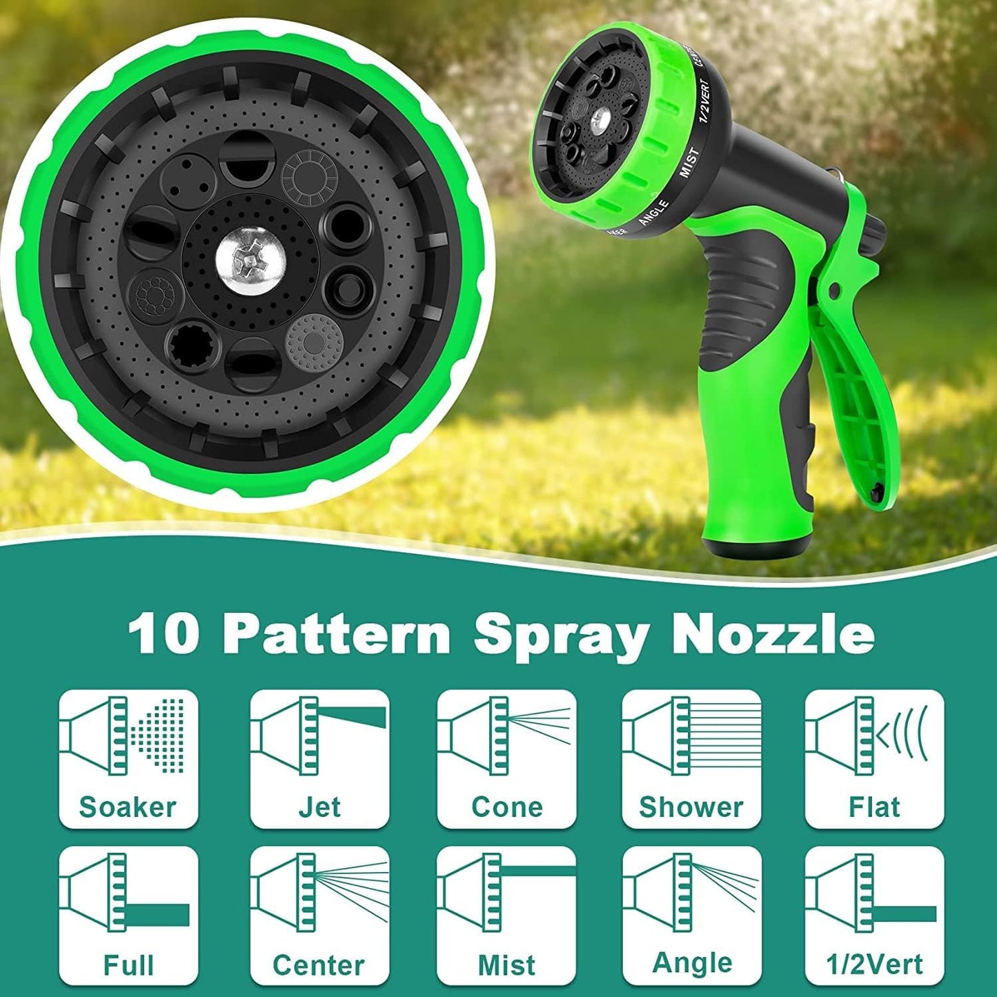 200 ft Garden Hose-No Kink,Heavy Duty,Lightweigh Flexible,Leakproof Water Hose with Sprayer Nozzle-3/4" Solid Brass Connectors-Rubber Car Hoses