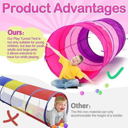 1 Pcs Giant 27.6 Inch Kids Play Tunnel and up Opening Colorful Pop up Crawl Tunnel Toy with Breathable Mesh Game Tent Toy Girl Boy Gift or Dog Cat Pet Tunnels