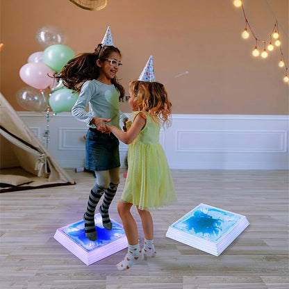 Art3d 12×12 Inch Sensory Interactive Liquid Motion Tiles for Toddlers Kids & Adult - Touch Sensitive 7 Color Changing Flooring Tile for Home Décor, Indoor & Outdoor Activities, 3-Pack