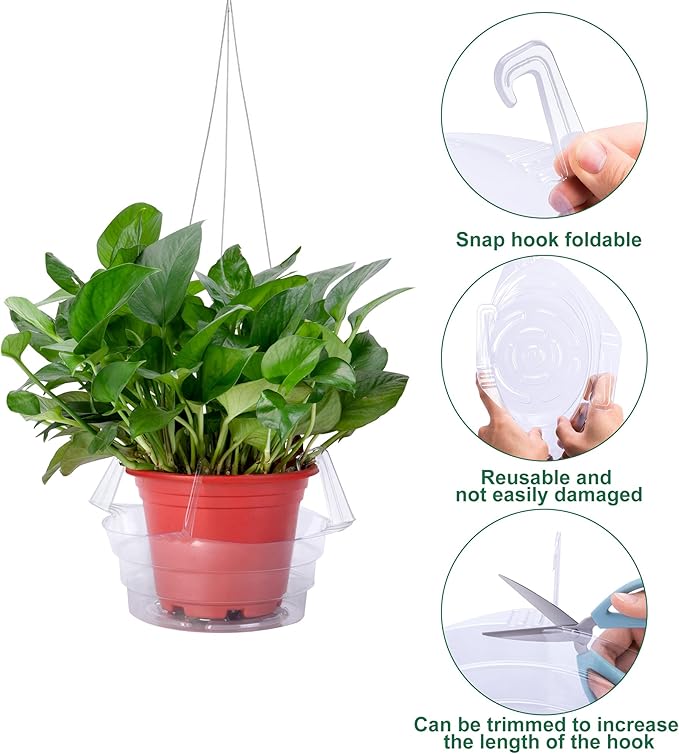 Adnee 15 Pcs Hanging Plant Water Catcher-8 Inch Clear Plastics Plant Water Catcher Tray-Hanging Plant Saucers Drip Pans for Indoor Outdoor Hanging Basket Flower Pot