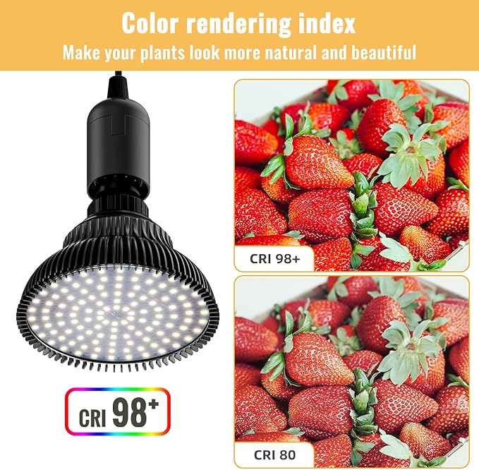 Hanging Grow Lights for Indoor Plants, 25W 5000K, LED Hanging Grow Light with Timer, Height Adjustable Hanging Plant Light, Full Spectrum Pendant Grow Light for Seed Starting, Black