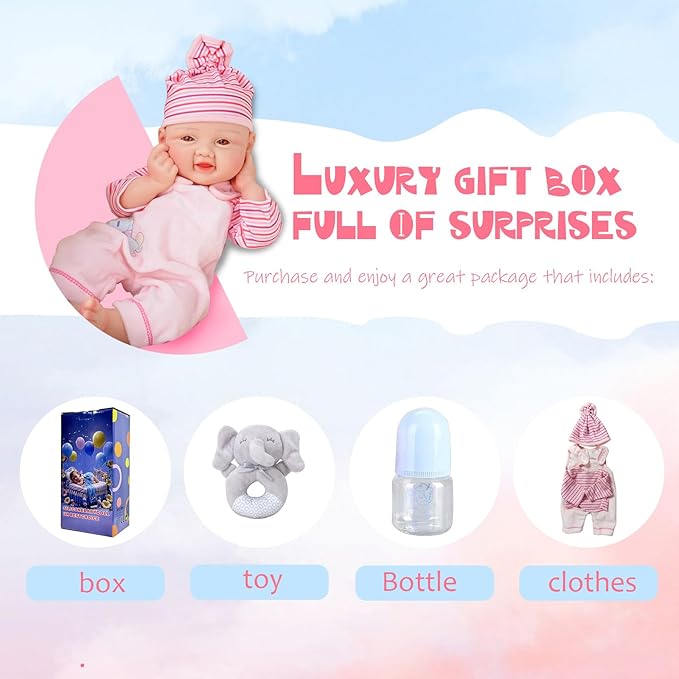 Girl 17.5 Inch, Full Silicone Baby Doll, Realistic Baby Dolls, Realistic Veins & Pose, Not Vinyl, Reborn Baby Dolls Silicone Full Body, Gift Set