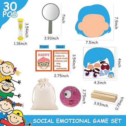 Cinrobiye Social Emotional Learning Activities Montessori Sensory Emotional & Feelings Creative Crafts Set with 9 Face Boards Emotion Flashcards Feelings Sensory Bottles Therapy Game for Preschoolers