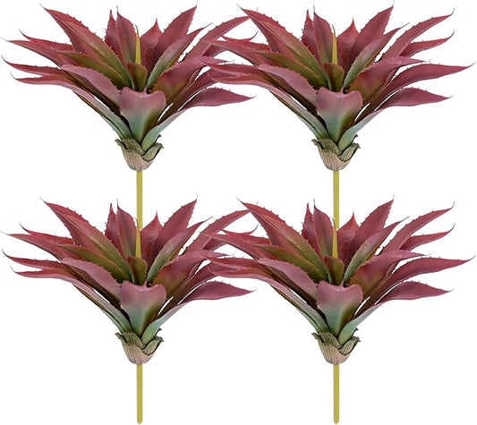 Veryhome Succulents Plants Artificial Aloe Plant, 12.5Inch Large Faux Succulents Unpotted, Premium Crafting DIY Greenery Decor for Indoor & Outdoor(4Pcs-Red)