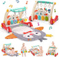 CUTE STONE Baby Gym Play Mat & Learning Walker, Activity Mat with Play Piano, Musical Activity Center with Lights, Baby Push Walkers & Tummy Time Mat for Infant Newborn Toddlers
