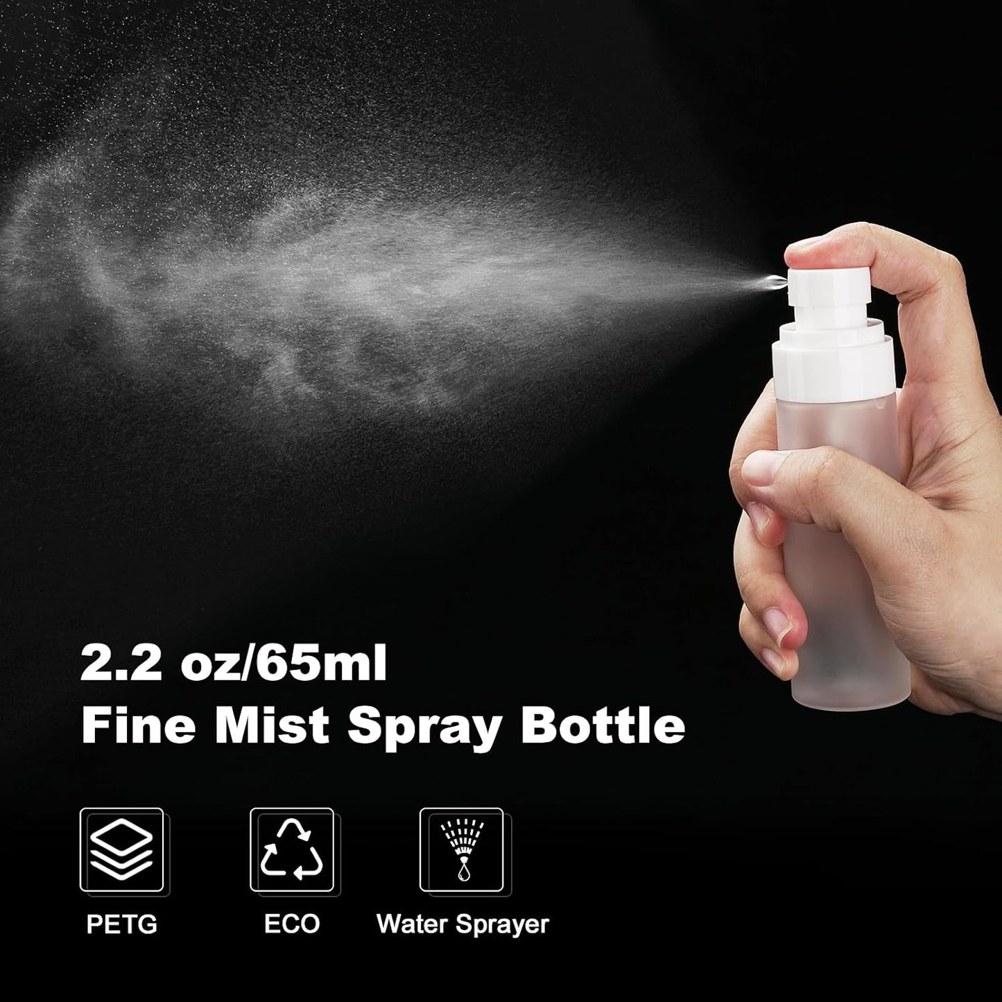 Travel Spray Bottles TSA Approved 3 Pack (2.2oz/65ml), Leak Proof Fine Mist Refillable Empty Plastic Spray Bottles for Perfume, Essential Oils, Toners, Hair & Face Mist (65 ml)
