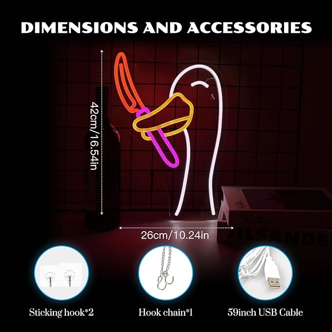 Silly Goose Neon Sign Dimmable Goose Knife Neon Signs for Wall Decor LED USB Powered Anime Neon Light Sign for Bedroom Room Club Restaurant Party Decoration Birthday Gifts