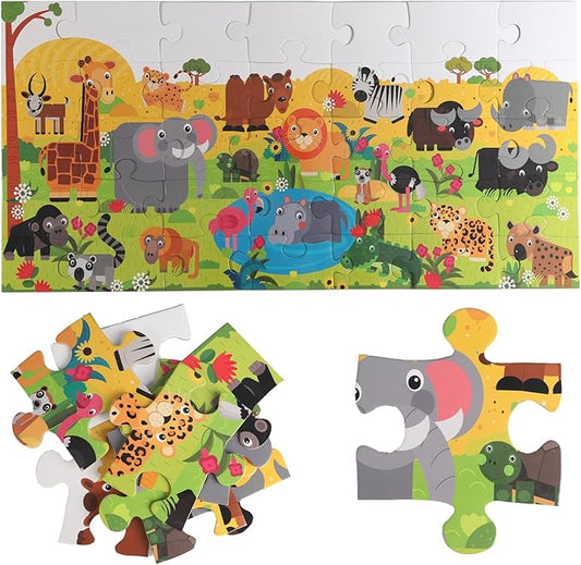 Jumbo Floor Puzzle for Kids, Large Jigsaw Puzzles 35 Piece for Kids Ages 3-5,Preschool Learning & Education Toys, Gifts for 4-8 Year Old Boys and Girls (Jungle Animals)