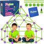 Playbees Fort Building Kit with Rods and Connectors- 145 Pieces - Ages 4-8, 8-12 STEM Building Toy, Construction Set for Kids, Indoor Outdoor Play Tent, DIY Castle, Birthday Gift
