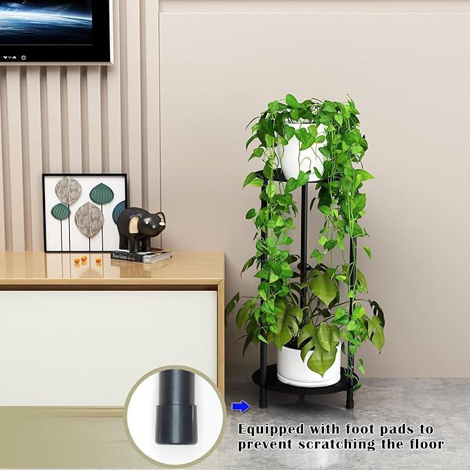 2 Tier Metal Plant Stands for Indoor Outdoor,Modern Plant Stand Indoor,Metal Flower Potted Plant Holder Plants Display Rack,Rustproof Corner Flower Pot Stands,Garden,Patio,Living Room,Corner,Office
