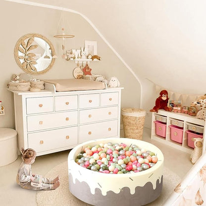 GOGOSO Ball Pit Balls for Toddlers Phthalate-Free BPA-Free Non-Toxic Crush Proof Soft Plastic Play Balls Baby Kids Shape Tent Pool Playhouse Playpen Party Decor,Stars Pink+Green+White Netural,100PCS