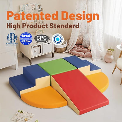 6-Piece Soft PU Leather Toddlers Climbing Toys, Baby Foam Climbing Blocks for Toddlers, Foam Play Gym Climber Structures for Toddler 3, Indoor Climb and Crawl Activity Play Set