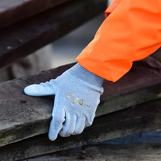 Vgo... 3 Pairs Safety Work Gloves,Gardening Gloves,Polyurethane Coated,Dipping Gloves,Latex Free(Szie L,Gray&White,PU6029)