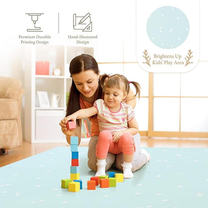 Popsykosy Premium Exercise & Baby Foam Play Mats - Stylish & Large Non-Toxic Puzzle Floor Mat - 6 Tiles - Spacious 6ft x 4ft - Peel-Resistant Reinforced - Soft, Thick, Waterproof - Triangle Blue