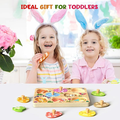 Wooden Puzzles for Toddlers, 8 Pcs Animal Matching Egg Puzzle, Montessori Toys for Boy Girl Easter Birthday Gifts, Preschool Learning Activities & Educational Toys for Boys, Girls