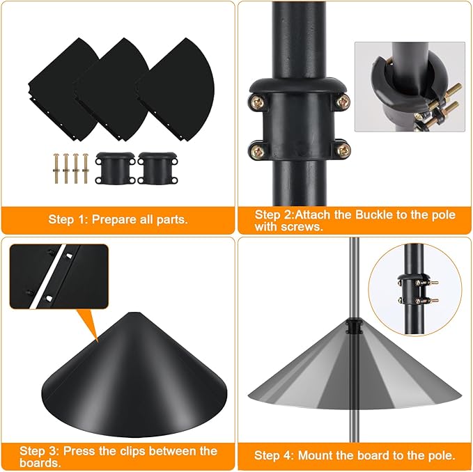 FEED GARDEN 92 Inch Adjustable Shepherd Hooks with Squirrel Baffles Heavy Duty Garden Hooks 5-Prong Base Bird Feeder Pole with Four Hooks for Hanging Plant Baskets Solar Lights Lanterns