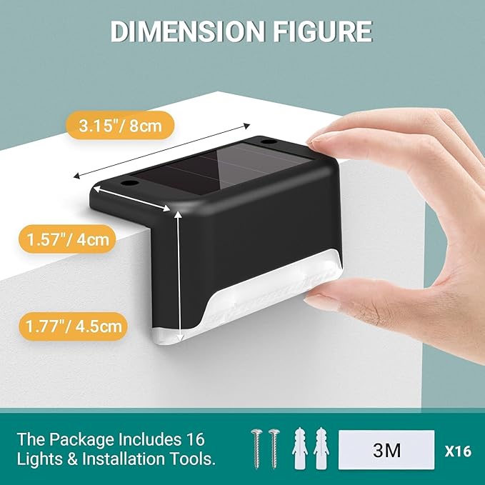 Solar Deck Lights Outdoor Waterproof 12Pack, Solar Step Lights Led Solar Powered Lights for Outdoor Stairs, Step, Fence, Yard, Patio, and Pathway(Warm White)