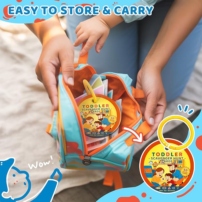 Indoor Scavenger Hunt for Toddlers, 27pcs Scavenger Hunt Cards at Home, Learning Games for Boys and Girls Ages 2-3, Birthday Gifts for Kids