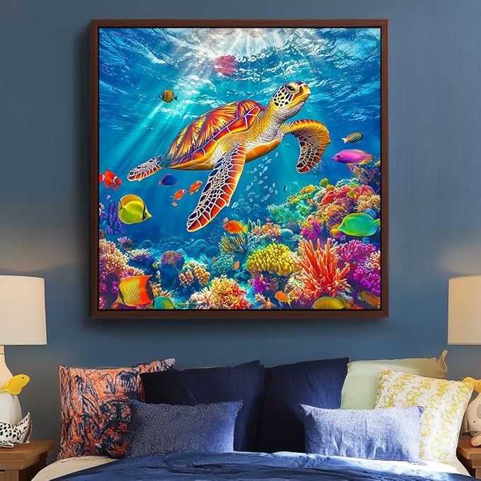 Bgraamiens Swimming Sea Turtle 1000 Piece Jigsaw Puzzle for Adults – Colorful Ocean Underwater Puzzle with Sea Life, Challenging and Relaxing Puzzle Game