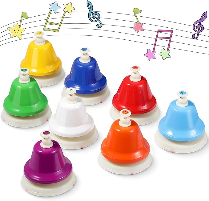 Desk Bells for Kids 8 Notes Bell Chromatic Diatonic Hand Bells Toddler Musical Instruments for Musical Learning Teaching Percussion Instrument