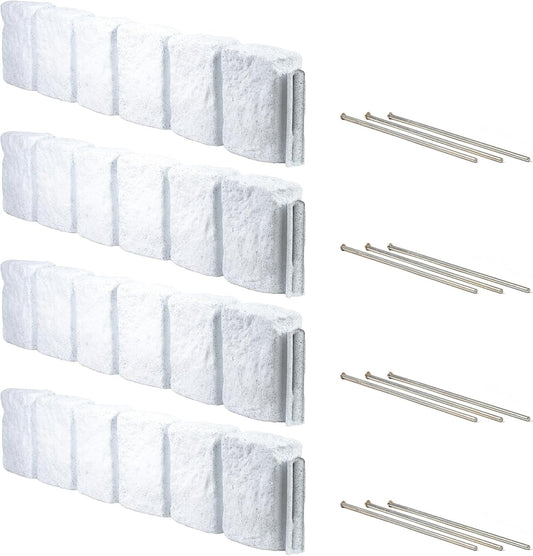 Beuta Landscape Edging | Garden Edging Border | Faux Stone Block XL for Lawn Edging, Flower Beds & Yard Edging – 4 Pack | Each Section Has 6 Blocks 48" L x 4" W x 9.5" H | 12 Spikes | Limewash