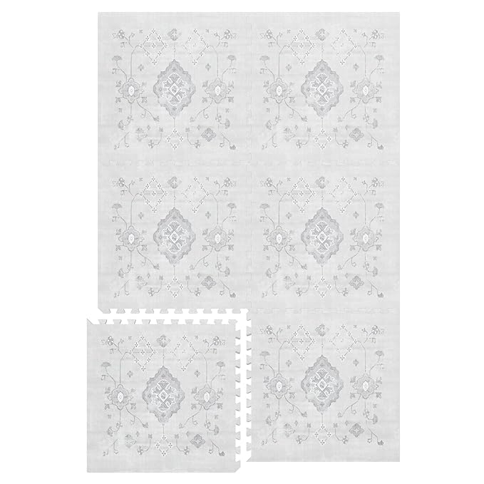 Lillefolk Baby Play Mat for Floor – 4x6ft Vintage Gray | Soft Non Toxic Premium EVA Foam Tiles for Tummy Time, Crawling & Playroom – Waterproof Interlocking Floor Mat for Babies & Toddlers (6 Tiles)