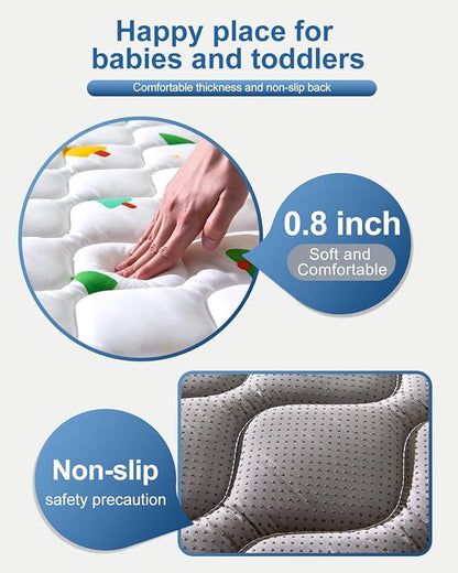 Odorless Premium Foam Baby Play Mat, Soft Microfiber Fabric Crawling Mat for Floor- Comfortable and Hypoallergenic, Non-Slip Cushioned Floor Playpen mat for Infants,Babies,Toddlers