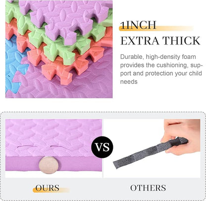 12x12x1 Inch EVA Thick Interlocking Foam Floor Tiles Puzzle Exercise Mat Play Foam Mats for Boys Girls Baby Pets Home Classroom Nursery Gym(Colorful)