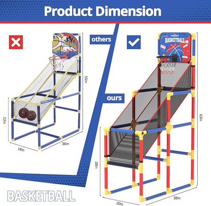 Kids Arcade Basketball Game with Electronic Scoreboard and Cheer Sounds, Indoor Outdoor Basketball Hoop with 4 Balls, Game Toy Gift for Ages 3-12 Boys and Girls