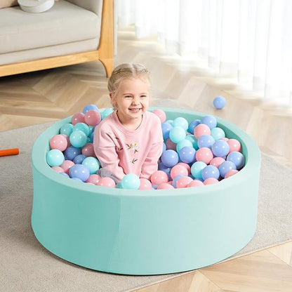 TRENDBOX Memory Foam Sponge Indoor Round Ball Pit (NO Balls) for Toddler Children - Light Blue