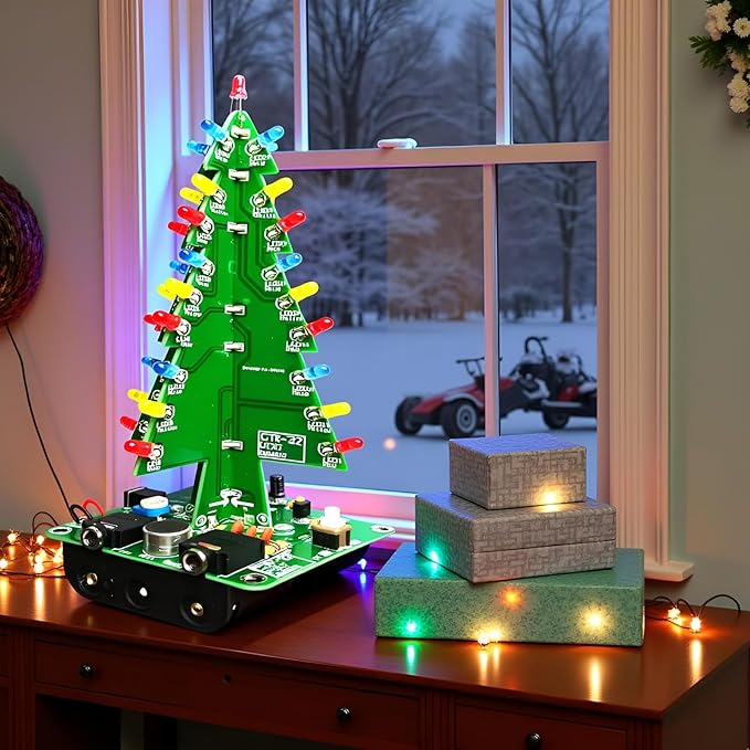 Gikfun Audio Controlled 3D LED Flashing Christmas Tree DIY Kits Soldering Practice EK1685