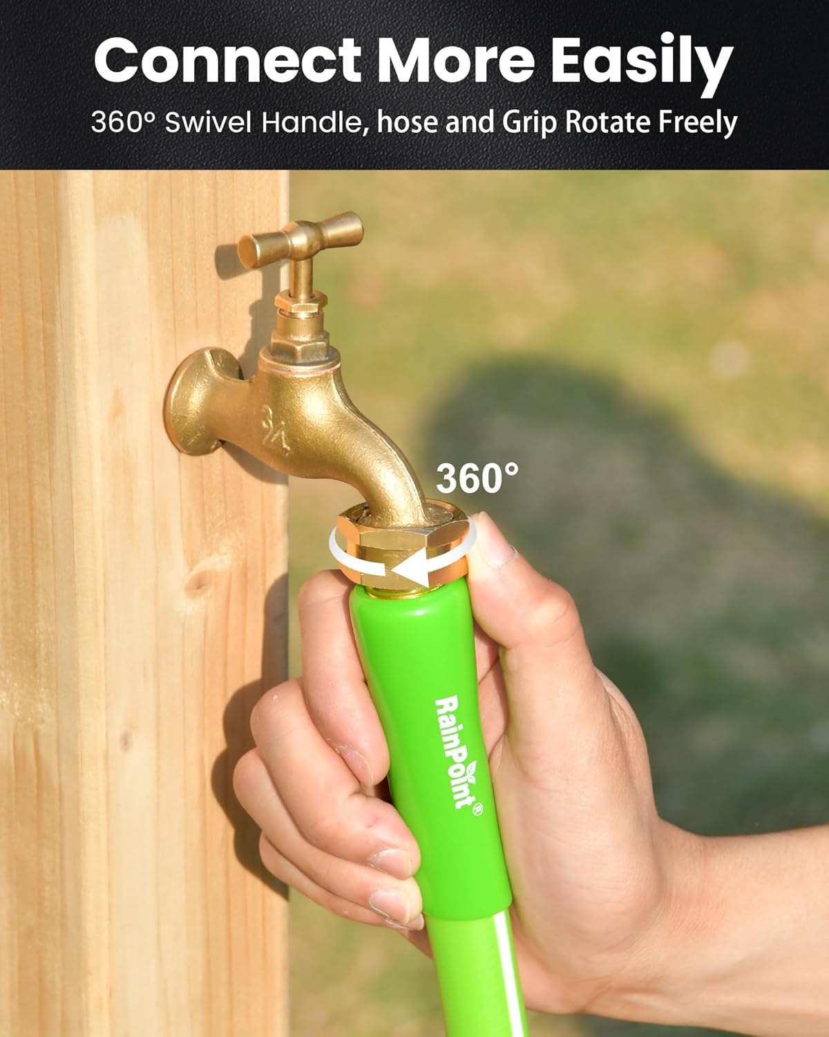 RAINPOINT Short Leader Garden Hose 5ft - Lightweight Water Hose with Swivel Handle - Flexible, Heavy Duty, Hybrid Rubber, with Male to Female Fittings