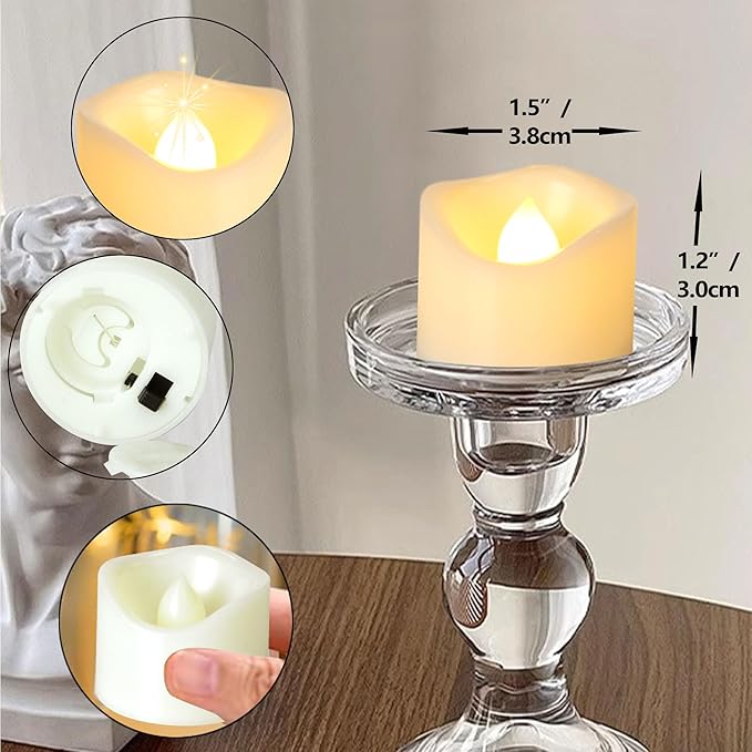 CANDLE CHOICE Battery Operated Flameless Tea Lights Bright Flickering LED Tealight Votive Candles for Wedding Party Table Centerpieces Halloween Christmas Decorations Batteries Incl Warm White 36 Pack