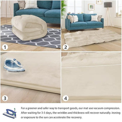 Baby Play Mat for Floor Tummy Time Mat Nursery Rug Muscle Mat Area Rug Playroom Rug Tatami Mat 6'7"x4'11" Memory Foam 1.3" Thick Crawling Mat For Babies,Toddlers, Infants, Kids,Floor Mat(Beige)