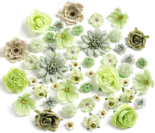 YYHUAWU Faux Flower Heads Mini Artificial Flower Heads Fake Peony Daisy Rose Flowers Multicolor Small Silk Daisy Flower Heads for Craft Garland Wedding Party DIY Home Decoration