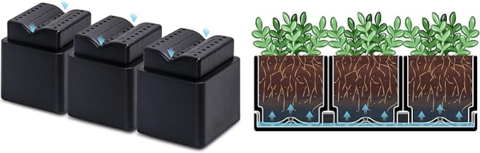 D'vine Dev Herb Garden Planter Set, Plastic Plant Pots with Drainage and Saucer, Indoor Succulent Cactus Vegetable Pot for Windowsill, Garden Balcony, Black, Set of 2, 76-V-B-2
