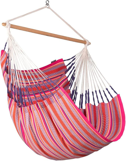 LA SIESTA - Large Comfort Habana Cotton Hammock - Indoor/Outdoor Swing Chair - Max 285 Lbs, Flamingo